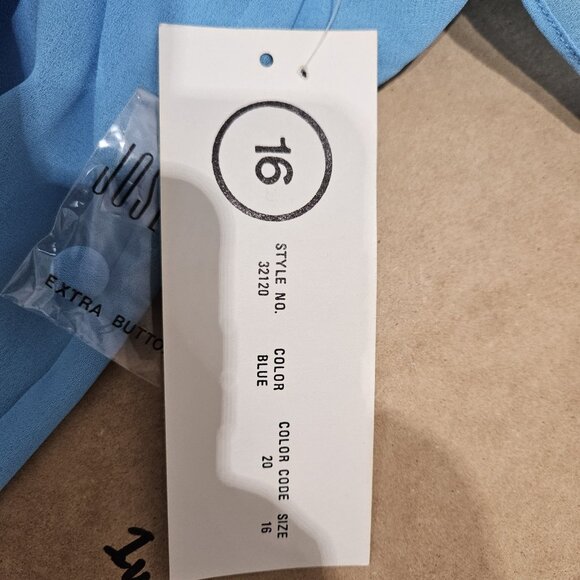 Josephine Shirt Womens 16 Blue Flutter Sleeve Button Up Vintage Style Bow Blouse - Picture 9 of 15